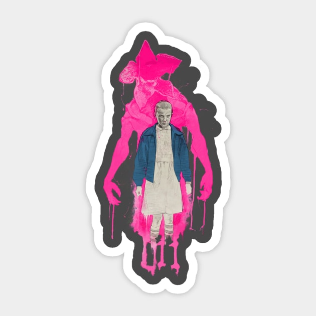 Stranger Things:  Eleven & The Monster Sticker by ThrowingChicken